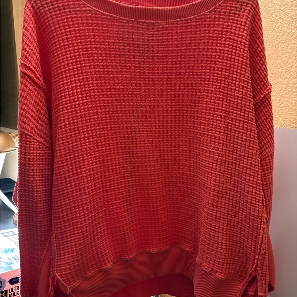 American Eagle Outfitters Red Waffle Knit Sweater